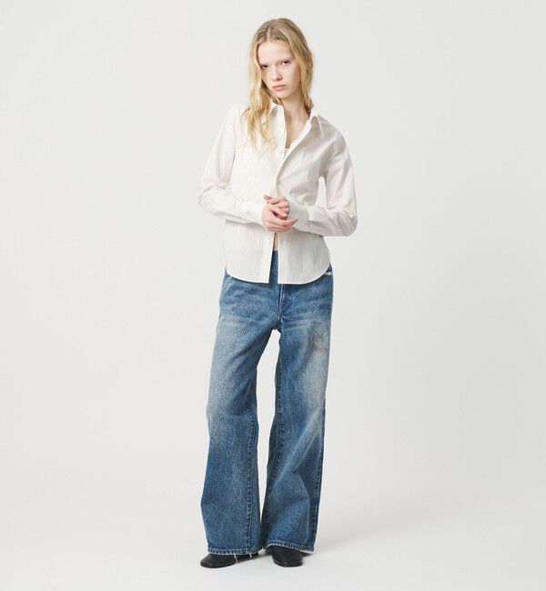 ATTISESSION「＜ATTISESSION＞コットン ストライプ スリム シャツ」|シャツ・ブラウス|OFF WHITE