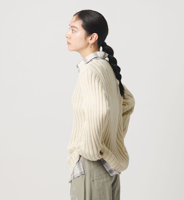 BEAUTY&YOUTH UNITED ARROWS「レーヨンブレンド ワイドリブ Vネックニットプルオーバー」|ニット・セーター|