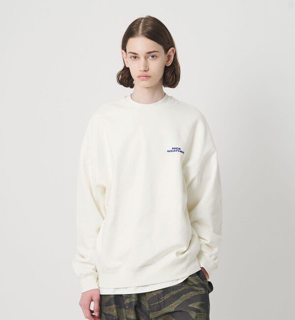 NICE WEATHER「＜NICE WEATHER＞ロゴ クルーネック スウェットプルオーバー」|Tシャツ・カットソー|WHITE
