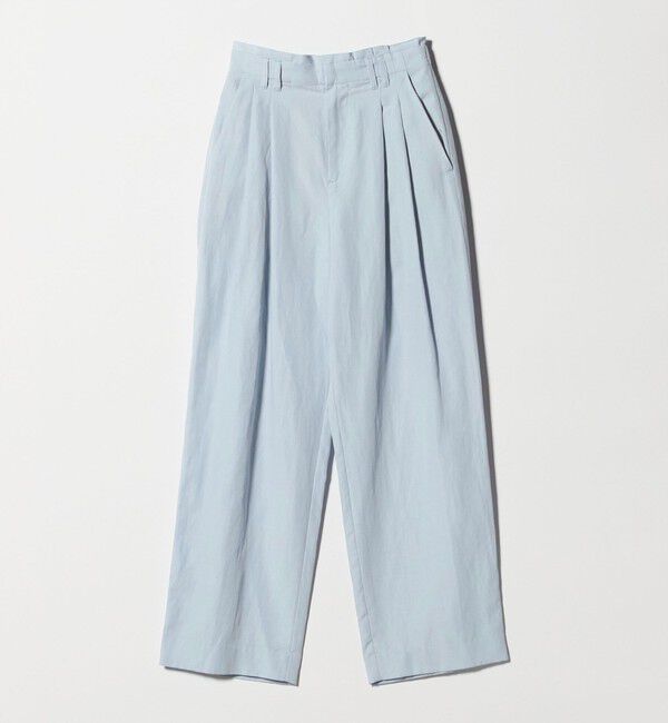 BEAUTY&YOUTH UNITED ARROWS「麻ブレンド バックゴム タック ワイドパンツ」|チノ|LT.BLUE