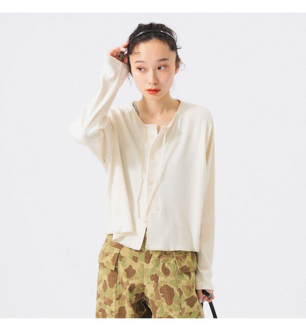 BEAMSBOY「ヘンリーネック レース カーディガン」|Tシャツ・カットソー|IVORY