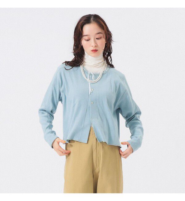 BEAMSBOY「ヘンリーネック レース カーディガン」|Tシャツ・カットソー|SAX