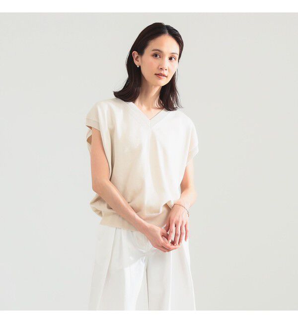 Demi-Luxe BEAMS 「BATONER / コットン Vネック ベスト」|ニット・セーター|