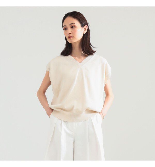 Demi-Luxe BEAMS 「BATONER / コットン Vネック ベスト」|ニット・セーター|