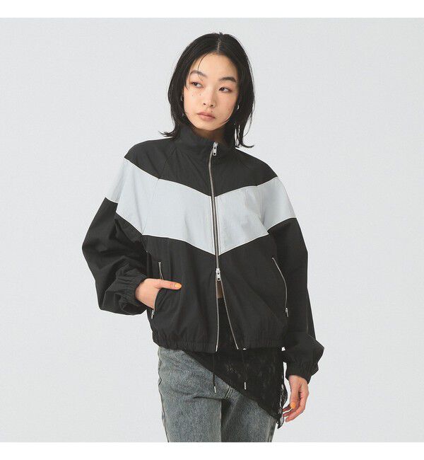 Ray BEAMS 「カラー ブロック トラック ジャケット」|ブルゾン・スタジャン|BLACK