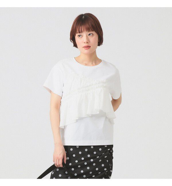 Ray BEAMS 「アシメ ギャザー フリル Tシャツ」|Tシャツ・カットソー|