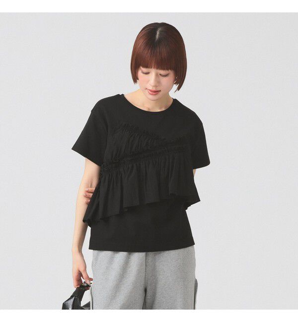 Ray BEAMS 「アシメ ギャザー フリル Tシャツ」|Tシャツ・カットソー|