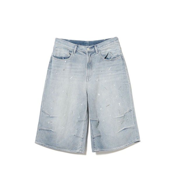 BEAMS「ワイドストレート クォーターレングス ペインターデニム」|デニム|ICE_WASH