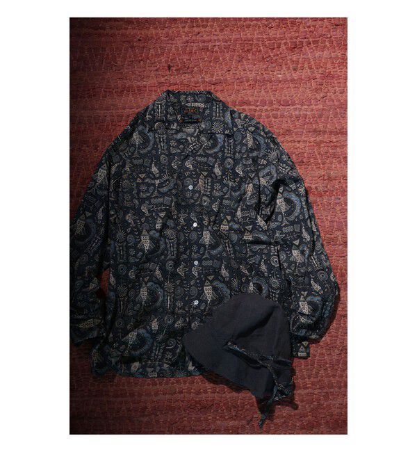 BEAMS PLUS「Open Collar Block Print」|シャツ・ブラウス|