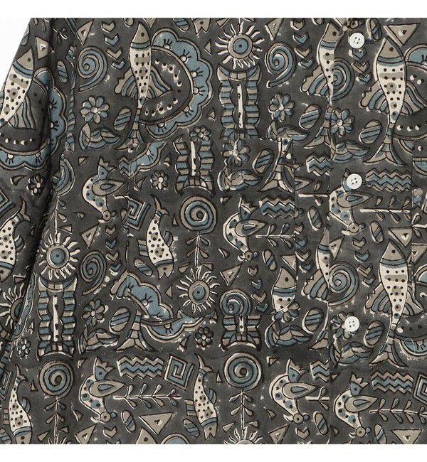 BEAMS PLUS「Open Collar Block Print」|シャツ・ブラウス|