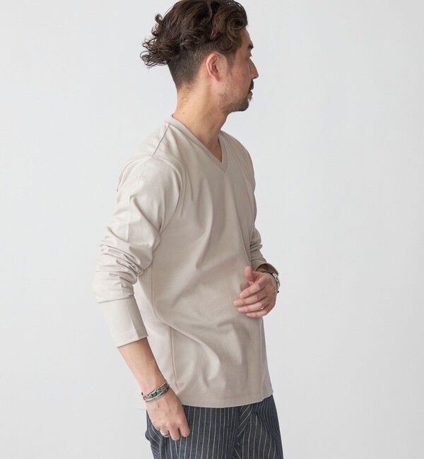 SHIPS「SHIPS: 抗菌・防臭 NANO-FINE(R) ハイゲージ Vネック Tシャツ (ロンT)」|Tシャツ・カットソー|