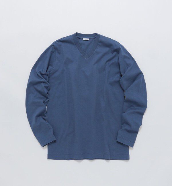 SHIPS「SHIPS: 抗菌・防臭 NANO-FINE(R) ハイゲージ Vネック Tシャツ (ロンT)」|Tシャツ・カットソー|ライトブルー