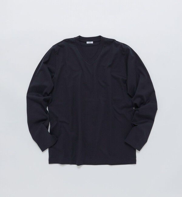 SHIPS「SHIPS: 抗菌・防臭 NANO-FINE(R) ハイゲージ Vネック Tシャツ (ロンT)」|Tシャツ・カットソー|ネイビー