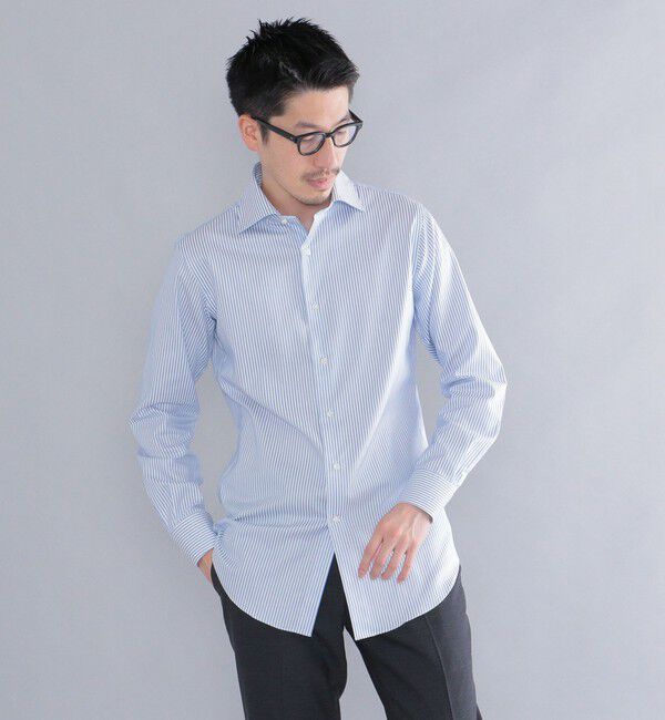 SHIPS「SHIPS: イージーアイロン ロンスト ワイドカラー シャツ」|シャツ・ブラウス|