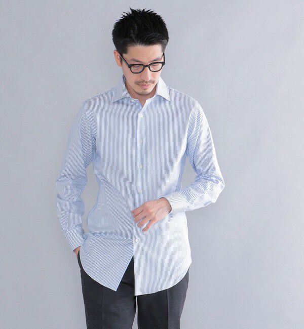 SHIPS「SHIPS: イージーアイロン ロンスト ワイドカラー シャツ」|シャツ・ブラウス|