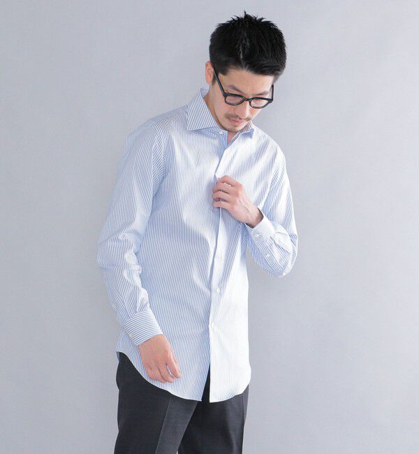 SHIPS「SHIPS: イージーアイロン ロンスト ワイドカラー シャツ」|シャツ・ブラウス|