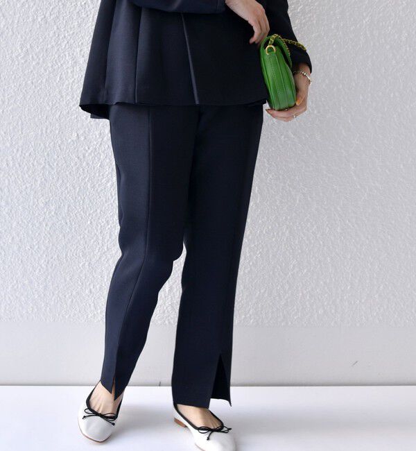 SHIPS any「SHIPS any:〈洗濯機可能〉ダブルクロス スリット パンツ［NAVY BLUE］」|チノ|