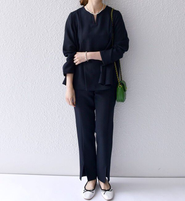 SHIPS any「SHIPS any:〈洗濯機可能〉ダブルクロス スリット パンツ［NAVY BLUE］」|チノ|