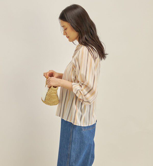 SHIPS for women「〈手洗い可能〉前後 2WAY シアー ストライプ ブラウス◇」|シャツ・ブラウス|