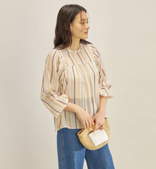 SHIPS for women「〈手洗い可能〉前後 2WAY シアー ストライプ ブラウス◇」|シャツ・ブラウス|