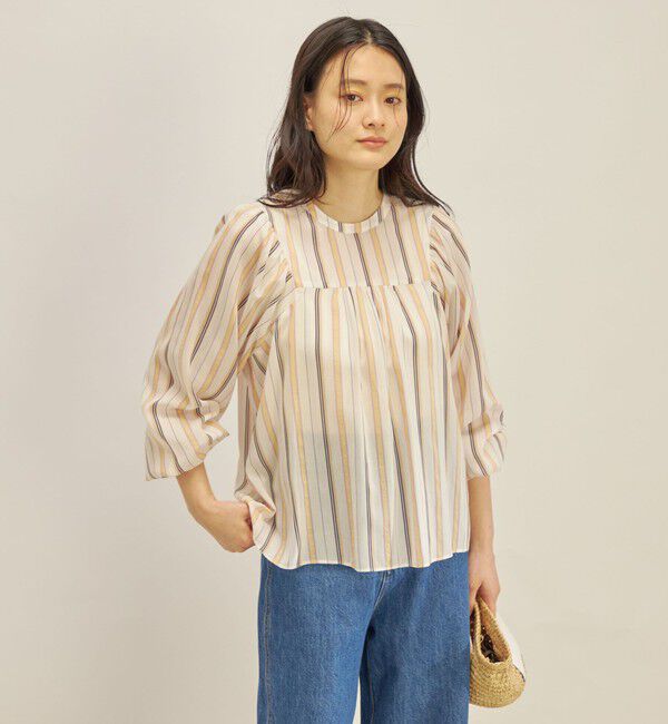 SHIPS for women「〈手洗い可能〉前後 2WAY シアー ストライプ ブラウス◇」|シャツ・ブラウス|