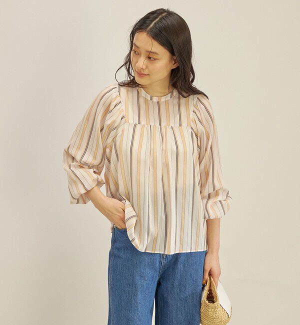 SHIPS for women「〈手洗い可能〉前後 2WAY シアー ストライプ ブラウス◇」|シャツ・ブラウス|
