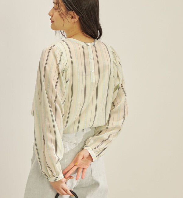 SHIPS for women「〈手洗い可能〉前後 2WAY シアー ストライプ ブラウス◇」|シャツ・ブラウス|ライトブルー