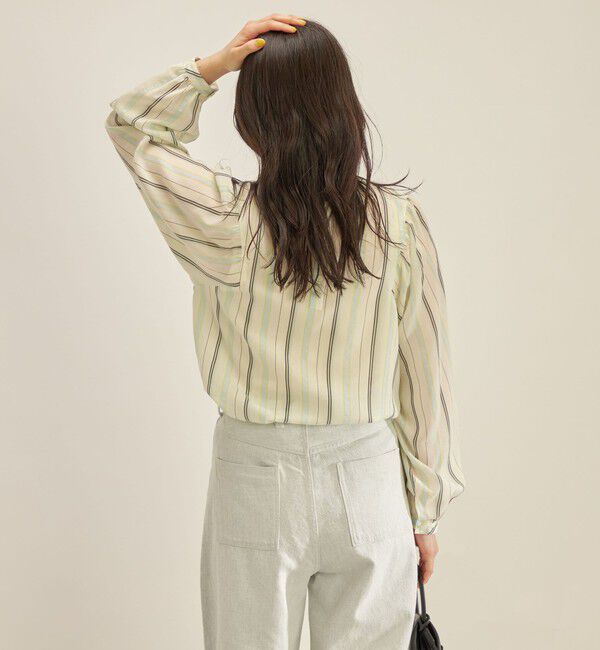 SHIPS for women「〈手洗い可能〉前後 2WAY シアー ストライプ ブラウス◇」|シャツ・ブラウス|