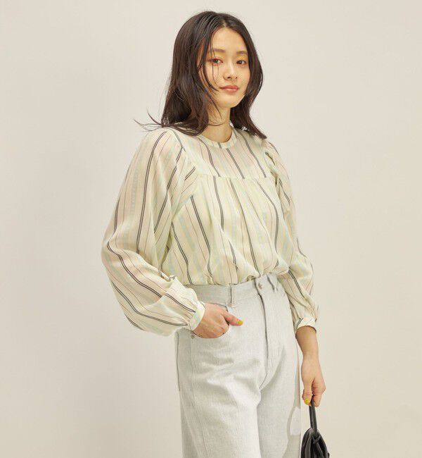 SHIPS for women「〈手洗い可能〉前後 2WAY シアー ストライプ ブラウス◇」|シャツ・ブラウス|