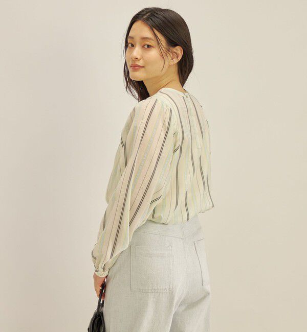 SHIPS for women「〈手洗い可能〉前後 2WAY シアー ストライプ ブラウス◇」|シャツ・ブラウス|