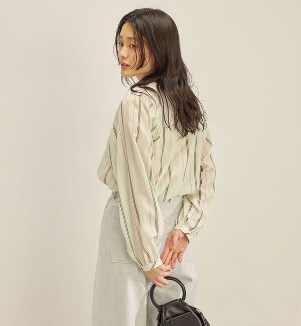 SHIPS for women「〈手洗い可能〉前後 2WAY シアー ストライプ ブラウス◇」|シャツ・ブラウス|
