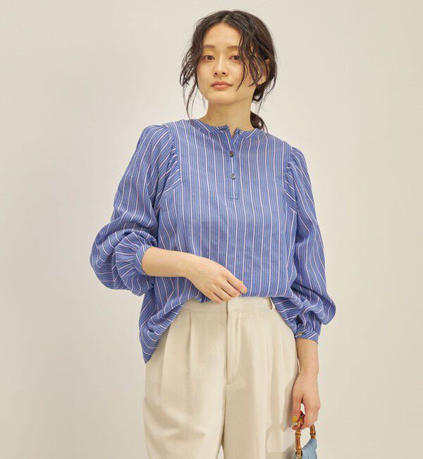 SHIPS for women「〈手洗い可能〉前後 2WAY シアー ストライプ ブラウス◇」|シャツ・ブラウス|