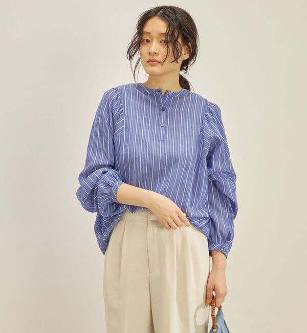 SHIPS for women「〈手洗い可能〉前後 2WAY シアー ストライプ ブラウス◇」|シャツ・ブラウス|