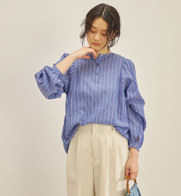 SHIPS for women「〈手洗い可能〉前後 2WAY シアー ストライプ ブラウス◇」|シャツ・ブラウス|