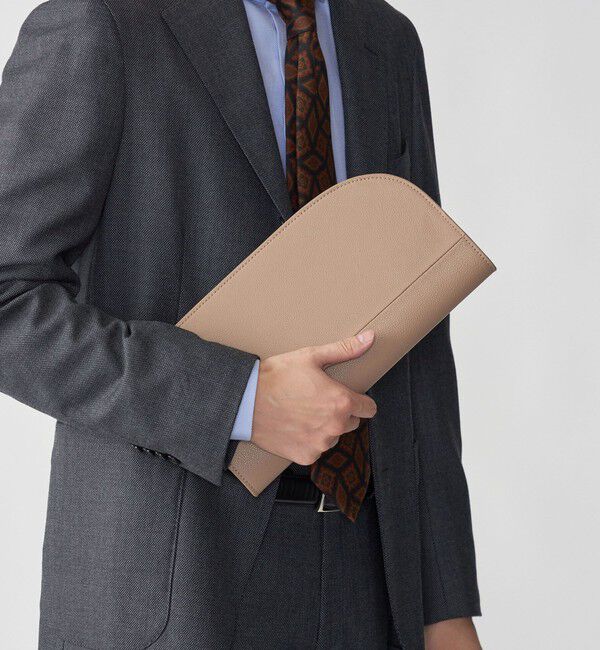 SHIPS「SHIPS: スプリットレザー クラッチ バッグ」|クラッチバッグ|ブラウン