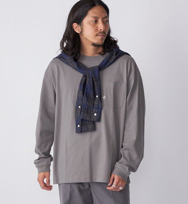 SHIPS「【WEB限定】SHIPS:〈汗染み防止加工〉ワンポイントロゴ ビッグシルエットヘビーウェイトTシャツ」|Tシャツ・カットソー|グレー