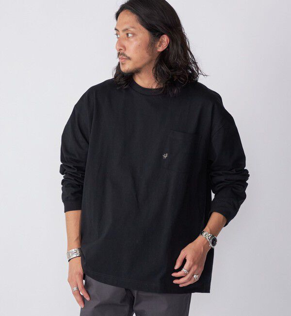 SHIPS「【WEB限定】SHIPS:〈汗染み防止加工〉ワンポイントロゴ ビッグシルエットヘビーウェイトTシャツ」|Tシャツ・カットソー|ブラック