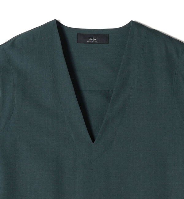 SHIPS for women「SHIPS Primary Navy Label:〈手洗い可能〉梳毛 Vネック ワンピース」|ワンピース|