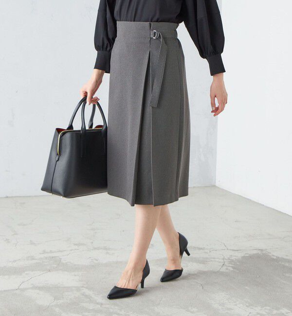 SHIPS for women「〈手洗い可能〉ガンクラブチェック 無地 ウーリッシュ スカート ◇」|スカート|ダークグレー