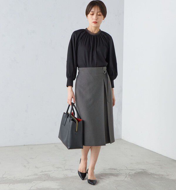 SHIPS for women「〈手洗い可能〉ガンクラブチェック 無地 ウーリッシュ スカート ◇」|スカート|