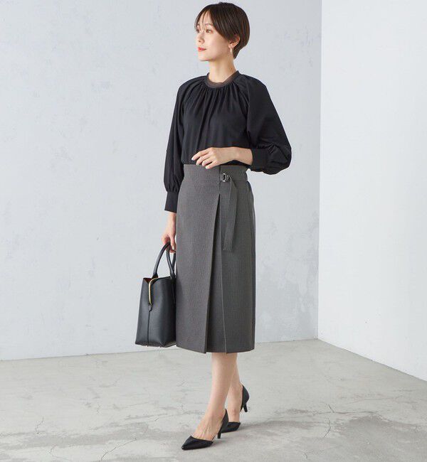 SHIPS for women「〈手洗い可能〉ガンクラブチェック 無地 ウーリッシュ スカート ◇」|スカート|