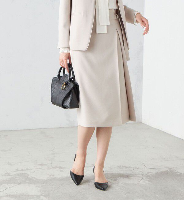 SHIPS for women「〈手洗い可能〉ガンクラブチェック 無地 ウーリッシュ スカート ◇」|スカート|ベージュ