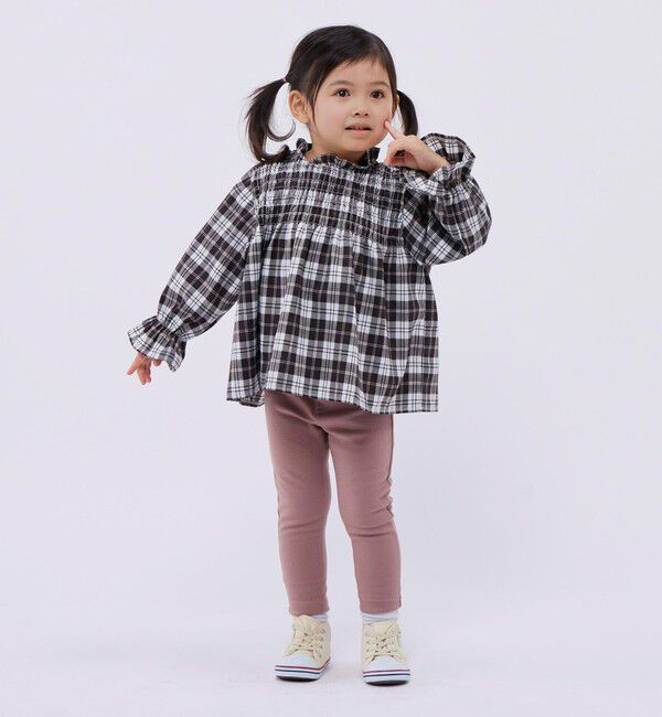 SHIPS Colors 「SHIPS Colors:〈洗濯機可能〉チェック ギャザー ブラウス(100~140cm)」|シャツ・ブラウス|