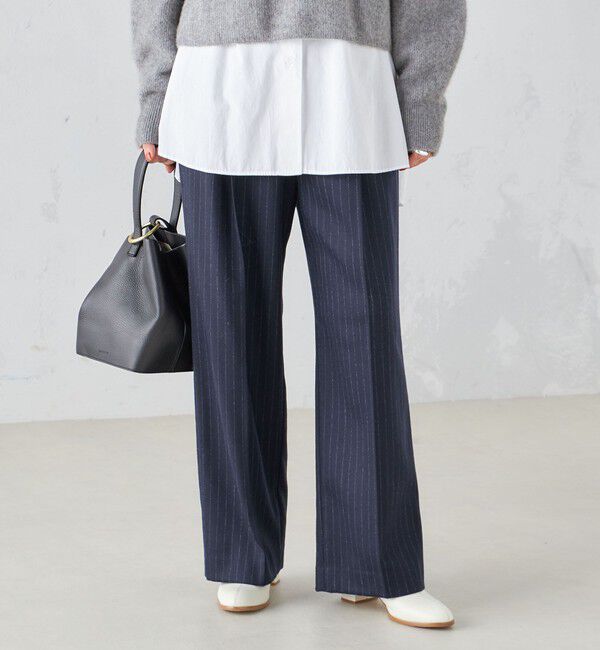 SHIPS for women「〈手洗い可能〉ワンタック ストレート パンツ ◇」|その他|ネイビー