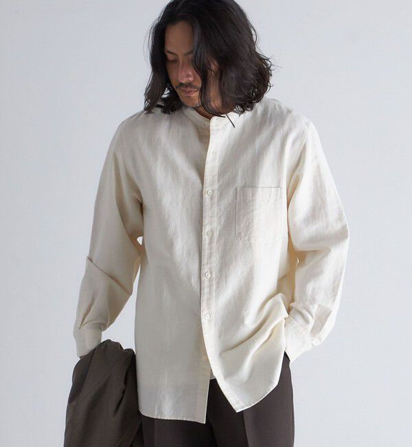 SHIPS「SHIPS: バンドカラー コットン ラミー シャツ アウター」|シャツ・ブラウス|