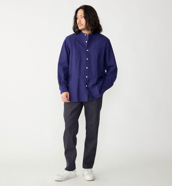 SHIPS「SHIPS: バンドカラー コットン ラミー シャツ アウター」|シャツ・ブラウス|