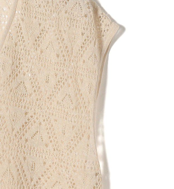 SHIPS for women「SHIPS Primary Navy Label:〈手洗い可能〉クロシェ風 レース ノースリ ニット」|ニット・セーター|