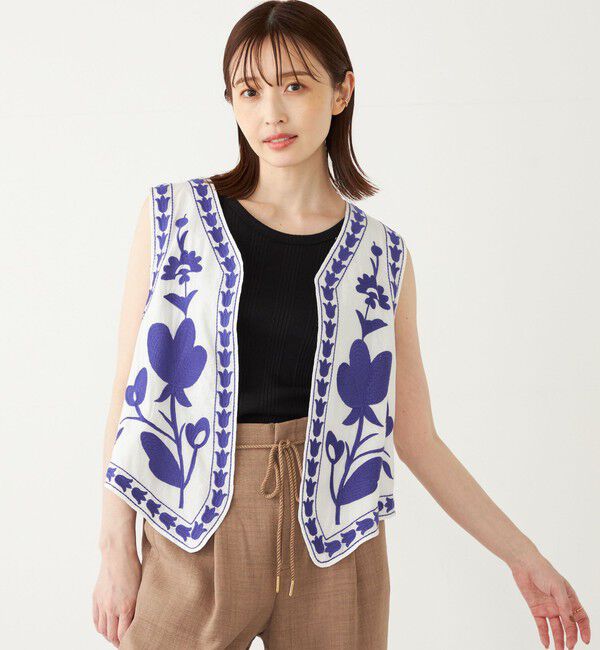 SHIPS Colors 「SHIPS Colors:〈手洗い可能〉エンブロイダリー ベスト」|ベスト・ジレ|