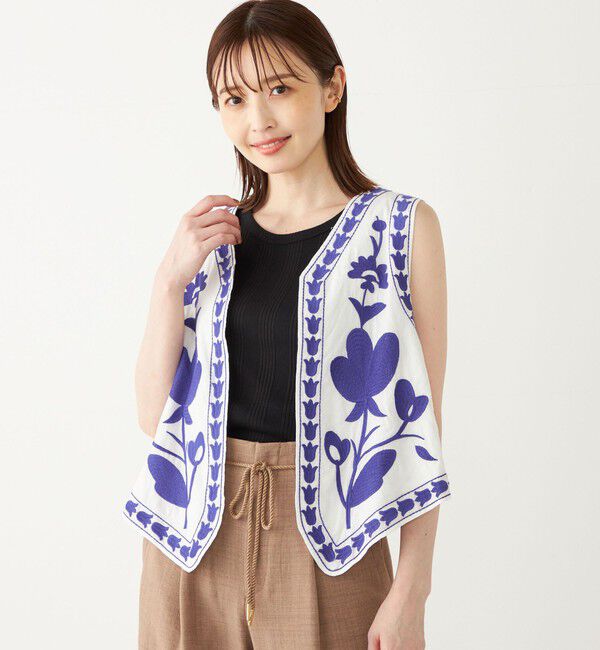 SHIPS Colors 「SHIPS Colors:〈手洗い可能〉エンブロイダリー ベスト」|ベスト・ジレ|