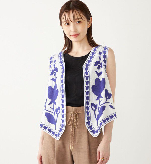 SHIPS Colors 「SHIPS Colors:〈手洗い可能〉エンブロイダリー ベスト」|ベスト・ジレ|